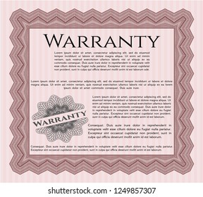 Red Warranty template. Detailed. Easy to print. Lovely design. 