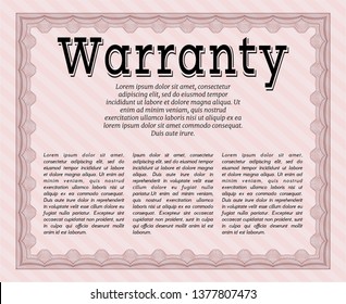 Red Warranty template. Detailed. With guilloche pattern and background. Money style design. 
