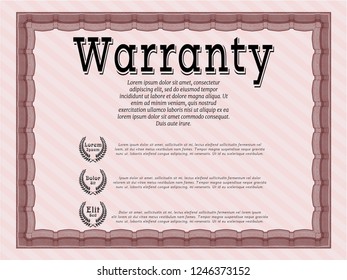 Red Warranty template. Detailed. With quality background. Modern design. 