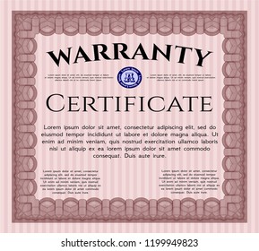 Red Warranty template. Elegant design. Customizable, Easy to edit and change colors. With background. 
