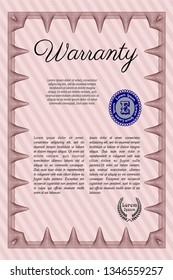 Red Warranty template. Elegant design. Easy to print. Customizable, Easy to edit and change colors. 