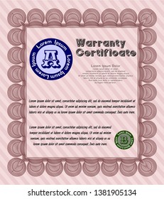 Red Warranty template. Elegant design. With background. Customizable, Easy to edit and change colors. 