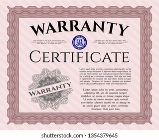 Red Warranty template. Excellent design. Vector illustration. With background. 
