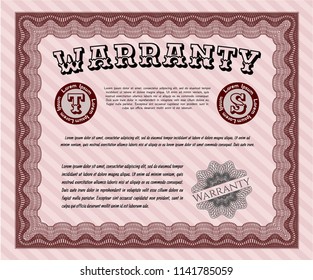 Red Warranty template. Good design. Customizable, Easy to edit and change colors. With background. 