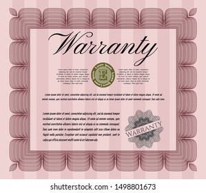 Red Warranty template. Good design. Customizable, Easy to edit and change colors. With great quality guilloche pattern. 