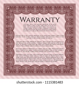 Red Warranty template. With guilloche pattern and background. Customizable, Easy to edit and change colors. Good design. 