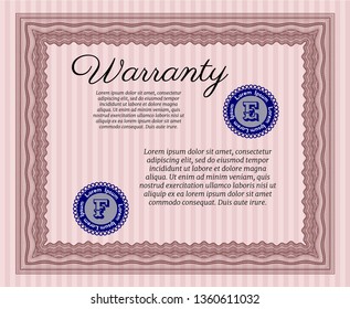 Red Warranty template. With guilloche pattern and background. Cordial design. Customizable, Easy to edit and change colors. 