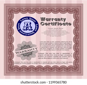 Red Warranty template. With linear background. Elegant design. Customizable, Easy to edit and change colors. 