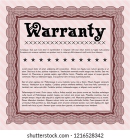Red Warranty template. With linear background. Vector illustration. Good design. 