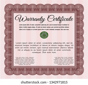 Red Warranty template. With linear background. Lovely design. Customizable, Easy to edit and change colors. 