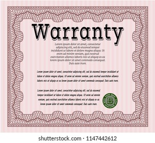 Red Warranty template. Lovely design. Customizable, Easy to edit and change colors. With great quality guilloche pattern. 
