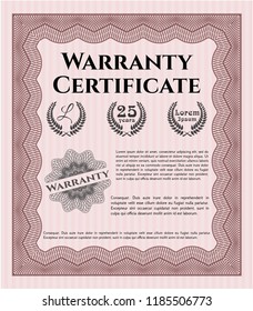 Red Warranty template. Lovely design. Vector illustration. Printer friendly. 