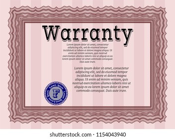 Red Warranty template. Modern design. With linear background. Customizable, Easy to edit and change colors. 