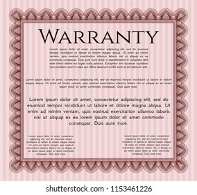 Red Warranty template. Money Pattern design. Complex background. Detailed. 