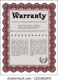 Red Warranty template. Money Pattern. With background. Detailed. 