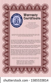Red Warranty template. Money Pattern. Vector illustration. Easy to print. 