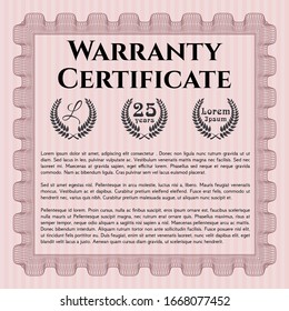 Red Warranty template. Money Pattern design. Printer friendly. Customizable, Easy to edit and change colors. 