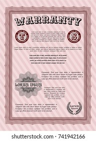Red Warranty template. Nice design. Printer friendly. Vector illustration. 