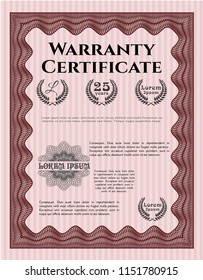 Red Vintage Warranty Template Linear Background Stock Vector (Royalty ...