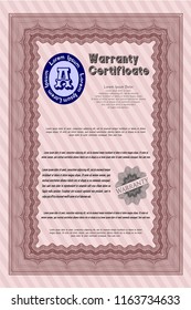 Red Warranty template. Printer friendly. Beauty design. Customizable, Easy to edit and change colors. 
