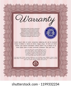 Red Warranty template. Printer friendly. Excellent design. Detailed. 