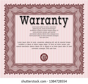 Red Warranty template. Printer friendly. Beauty design. Detailed. 
