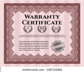 Red Warranty template. Printer friendly. Money design. Customizable, Easy to edit and change colors. 
