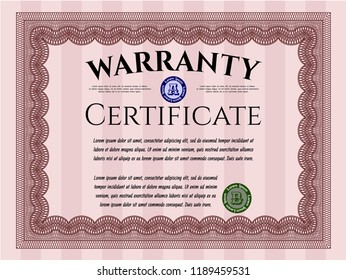 Red Warranty template. With quality background. Superior design. Customizable, Easy to edit and change colors. 