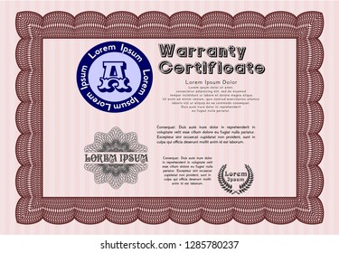 Red Warranty template. With quality background. Vector illustration. Modern design. 