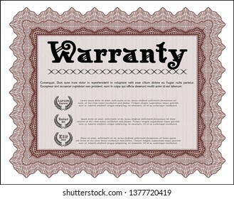 Red Warranty template. Retro design. Customizable, Easy to edit and change colors. Complex background. 