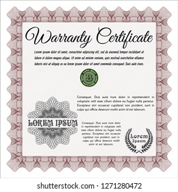 Red Warranty template. Superior design. Vector illustration. Easy to print. 