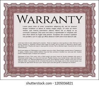 Red Warranty template. Vector illustration. Easy to print. Modern design. 