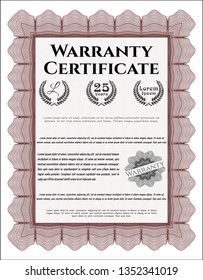 Red Warranty template. Vector illustration. Printer friendly. Good design. 