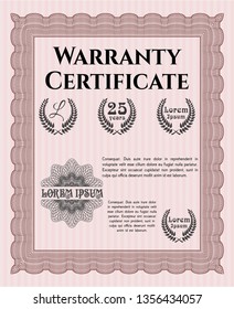 Red Warranty. Vector illustration. Complex background. Nice design. 