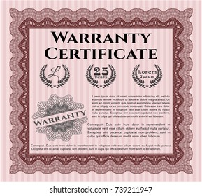 Red Warranty. Vector illustration. Complex background. Money style design. 