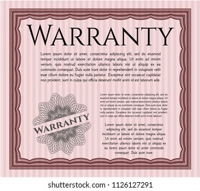 Red Warranty. Vector illustration. With linear background. Money design. 