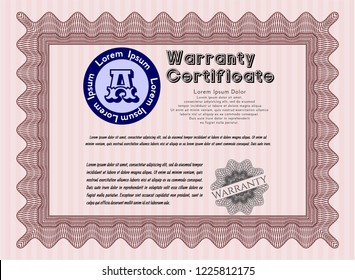 Red Warranty. Vector illustration. With linear background. Money Pattern design. 
