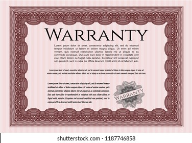 Red Warranty. Vector illustration. Printer friendly. Money Pattern design. 