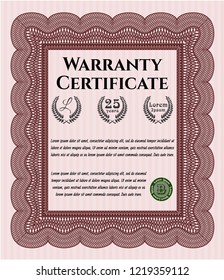 Red Warranty. Vector illustration. Printer friendly. Sophisticated design. 
