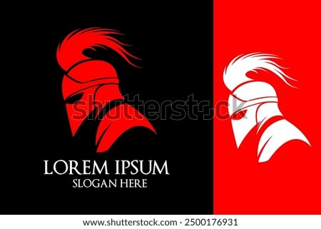 Red Warrior Helmet Logo Design
