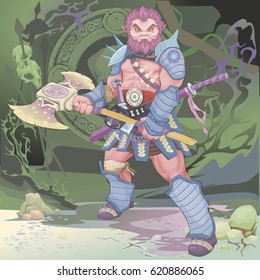 red warrior monster with a battle ax
