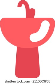 Red wash basin, illustration, vector on a white background.