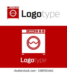 Red Washer icon isolated on white background. Washing machine icon. Clothes washer - laundry machine. Home appliance symbol. Logo design template element. Vector Illustration