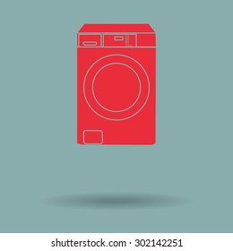 Red Washing machine icon , vector illustration 
