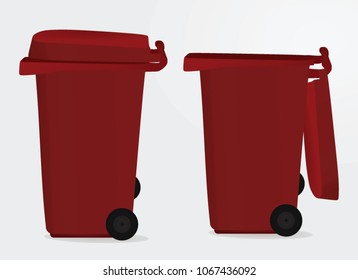Red waste bin. vector illustration