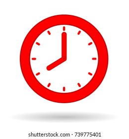Red watch icon. Eight o'clock in the morning.
