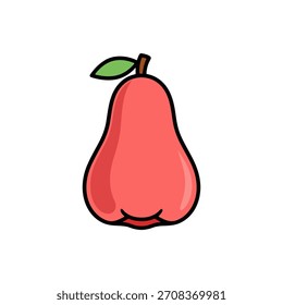 Manzana de agua roja o Ilustración vectorial de manzana rosa para el ícono de la fruta tropical.