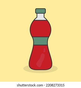 Red water bottle illustration in cartoon style