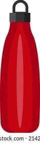 Botella de agua roja, ilustración, vector sobre un fondo blanco.