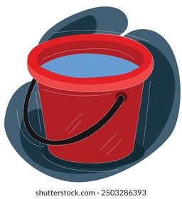 red water bucket element vector design.full of water red bucket icon,